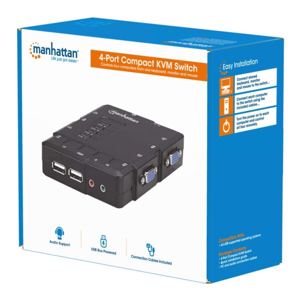 KVM  2 PT USB MANHATTAN C/CABOS +AUDIO