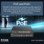 SWITCH 8 DLINK SMART 10/100/1000 POE 64W POWER BUDGET