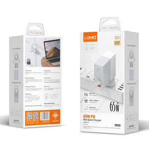 CARREGADOR LDNIO QC3.0 65W USB-C/USB-C BRANCO/CINZENTO | A2620C