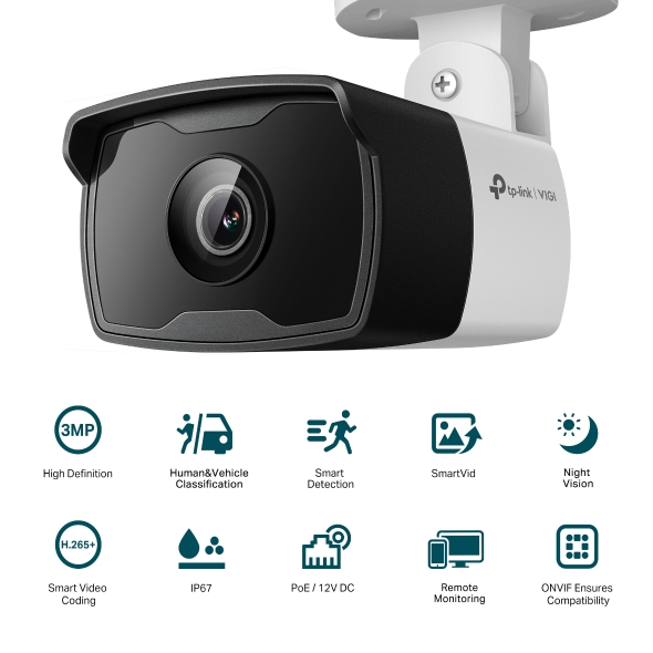 CAM WIRELESS TP-LINK OUTDOOR 3MP IR POE SMART DETECTION