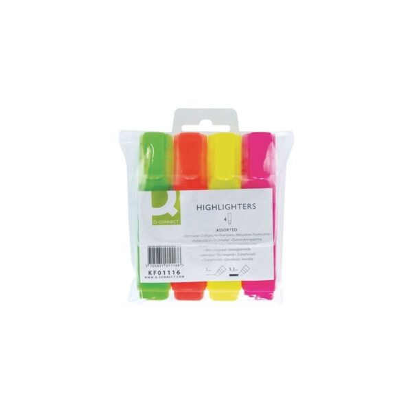 MARCADOR FLUORES. Q-CONNECT PONTA BISELADA 4 CORES (1/6)